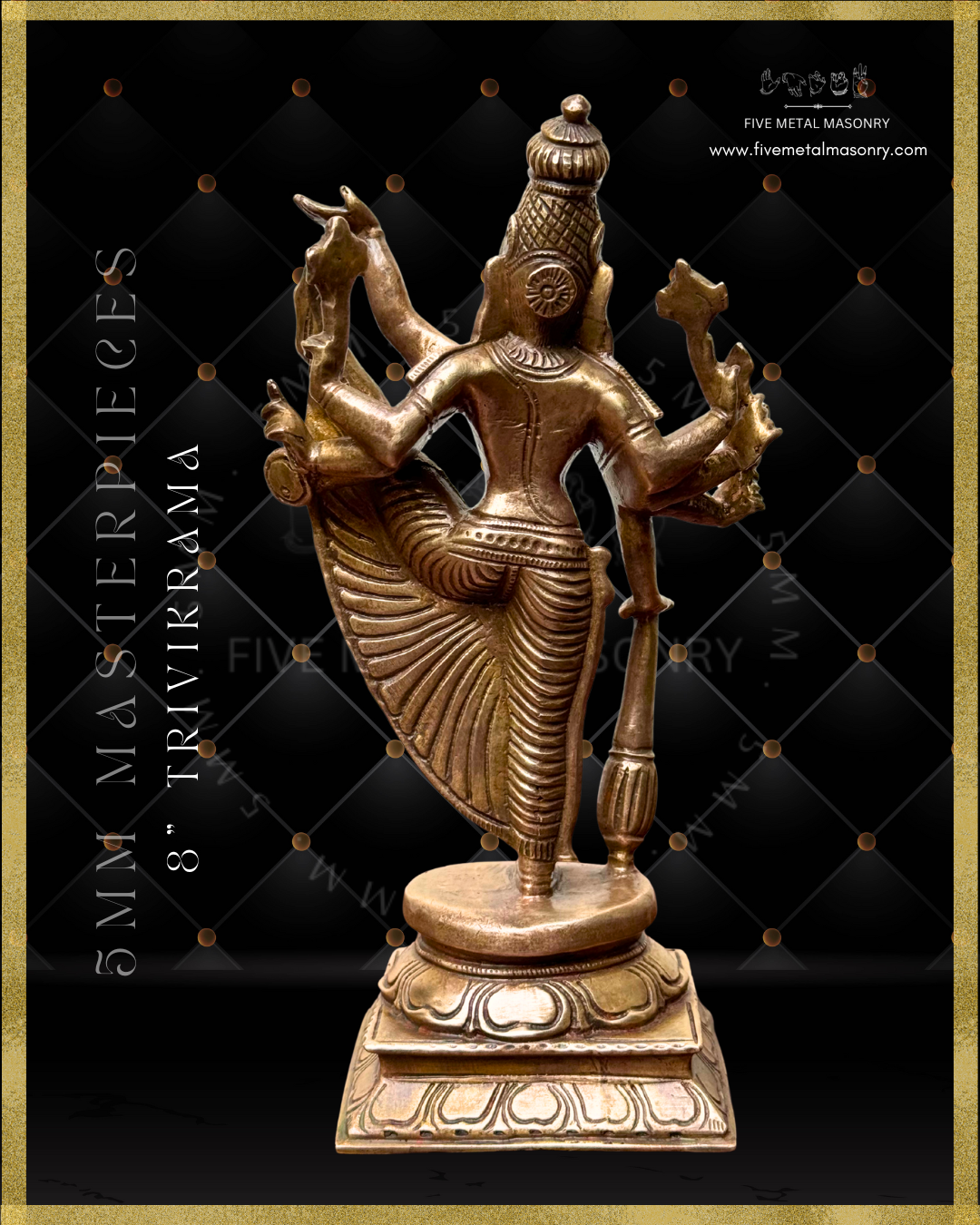 Vishnu-Trivikrama-Ulagalantha PerumalPanchaloha Bronze statue – Shilpa Sastra iconography, handcrafted lost wax casting – Back view