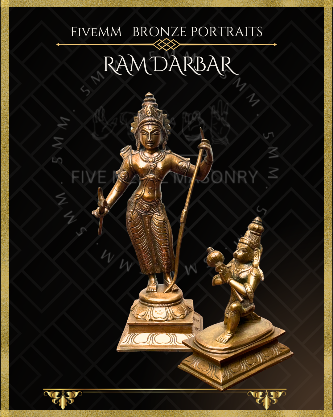 Ram Darbar Panchaloha Bronze Icon Set - 10"