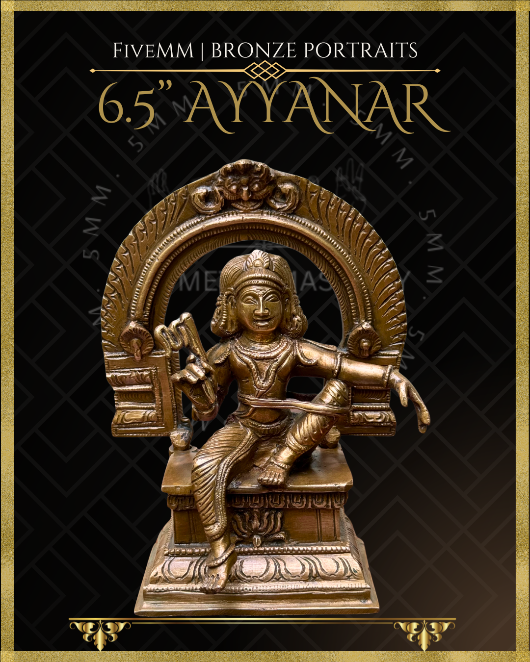 Ayyanar Panchaloha bronze statue – Shilpa Sastra iconography, handcrafted lost wax casting – Front view