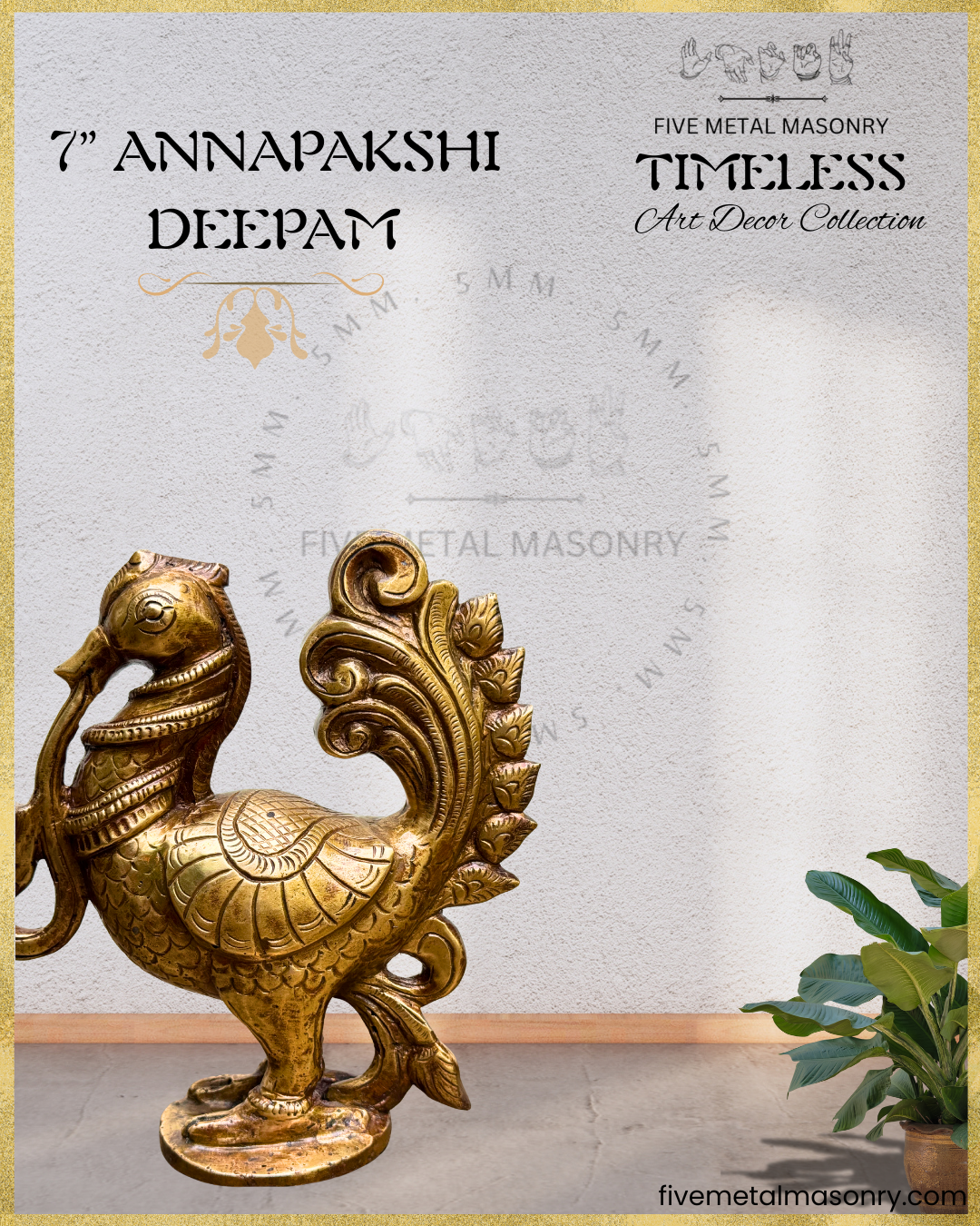 Hamsa Deepam Panchaloha bronze statue – Shilpa Sastra iconography, handcrafted lost wax casting – Cropped close up view