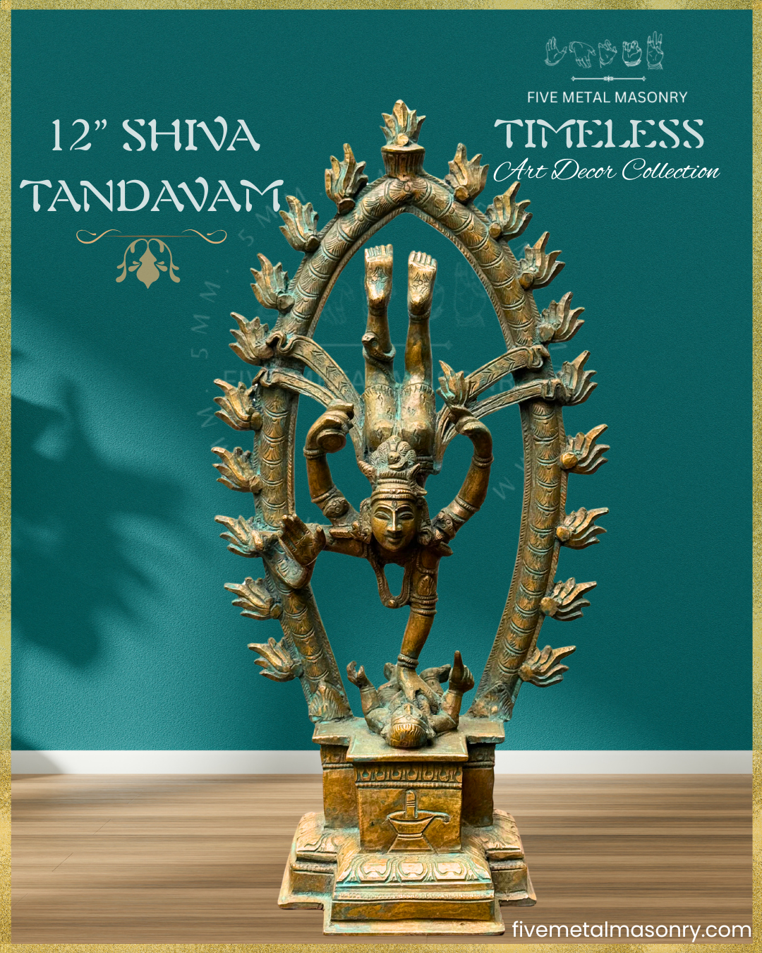 Shiva Tandavam Bronze Panchaloha statue – Timeless Collection - Iconography per Shilpa Sastra, Handcrafted lost wax casting – Front view