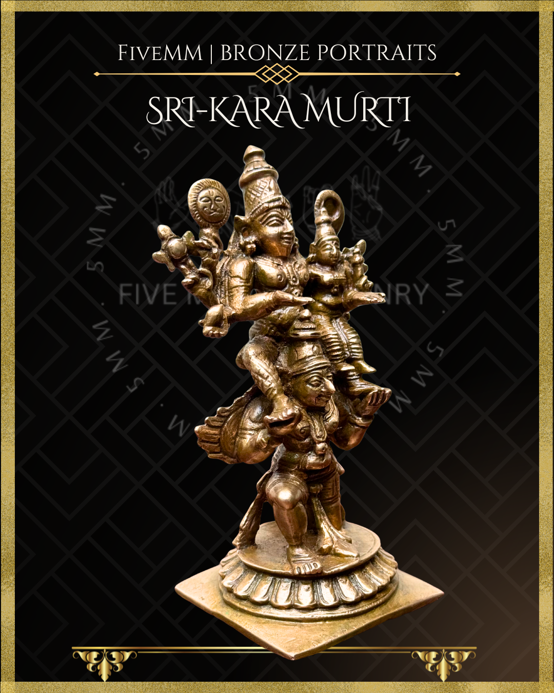 Bronze Panchaloha statue of Vishnu with Lakshmi seated on Garuda - Right facing view