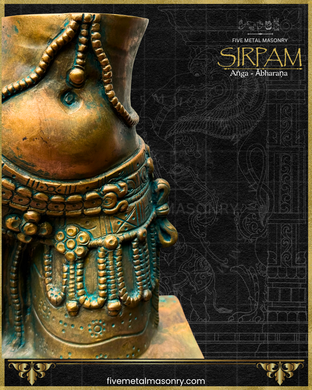 Uma/Parvati’s Torso Bronze sculpture – Sirpam Collection - Iconography per Shilpa Sastra, Handcrafted lost wax casting – Closeup front view