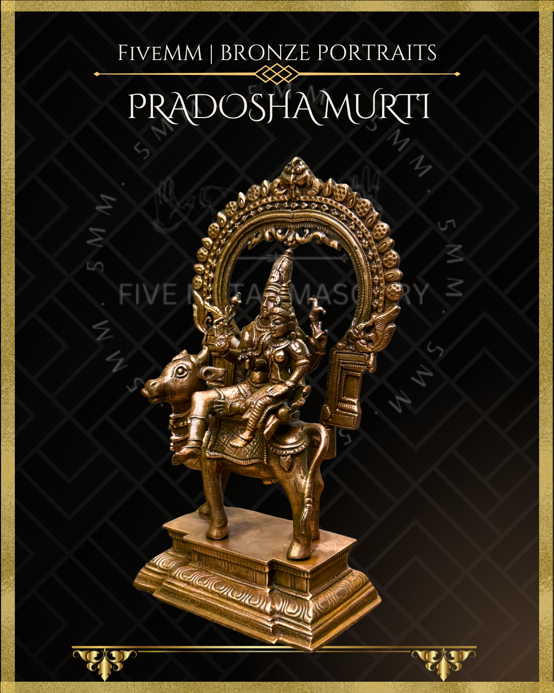 8” Pradosha Murti - Shiva and Uma sitting on Nandi