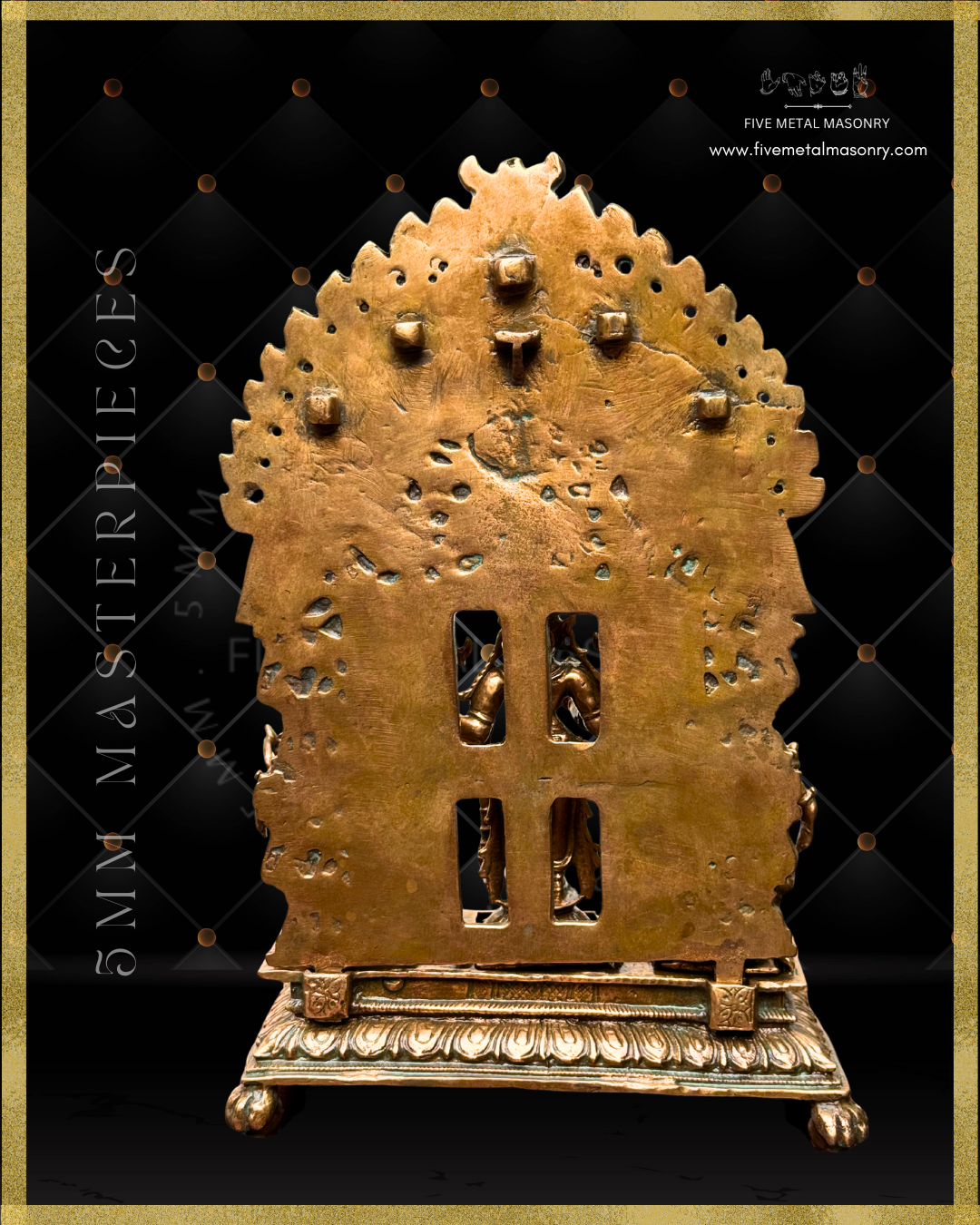 Vishnu Set with Ornate Dasavatharam Arch-Panchaloha Bronze statue -  Masterpieces Collection - Iconography per Shilpa Sastra, handcrafted lost wax casting – Rear view