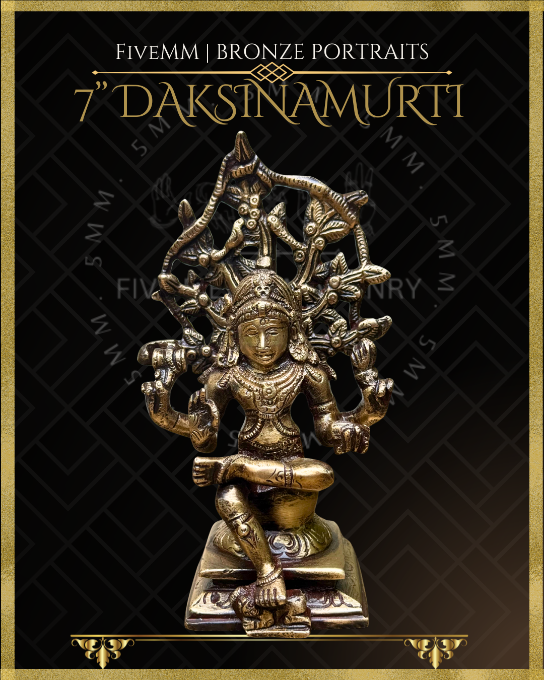 Dakshinamurti Shiva Panchaloha  Bronze statue – Shilpa Sastra iconography, handcrafted lost wax casting – Front view