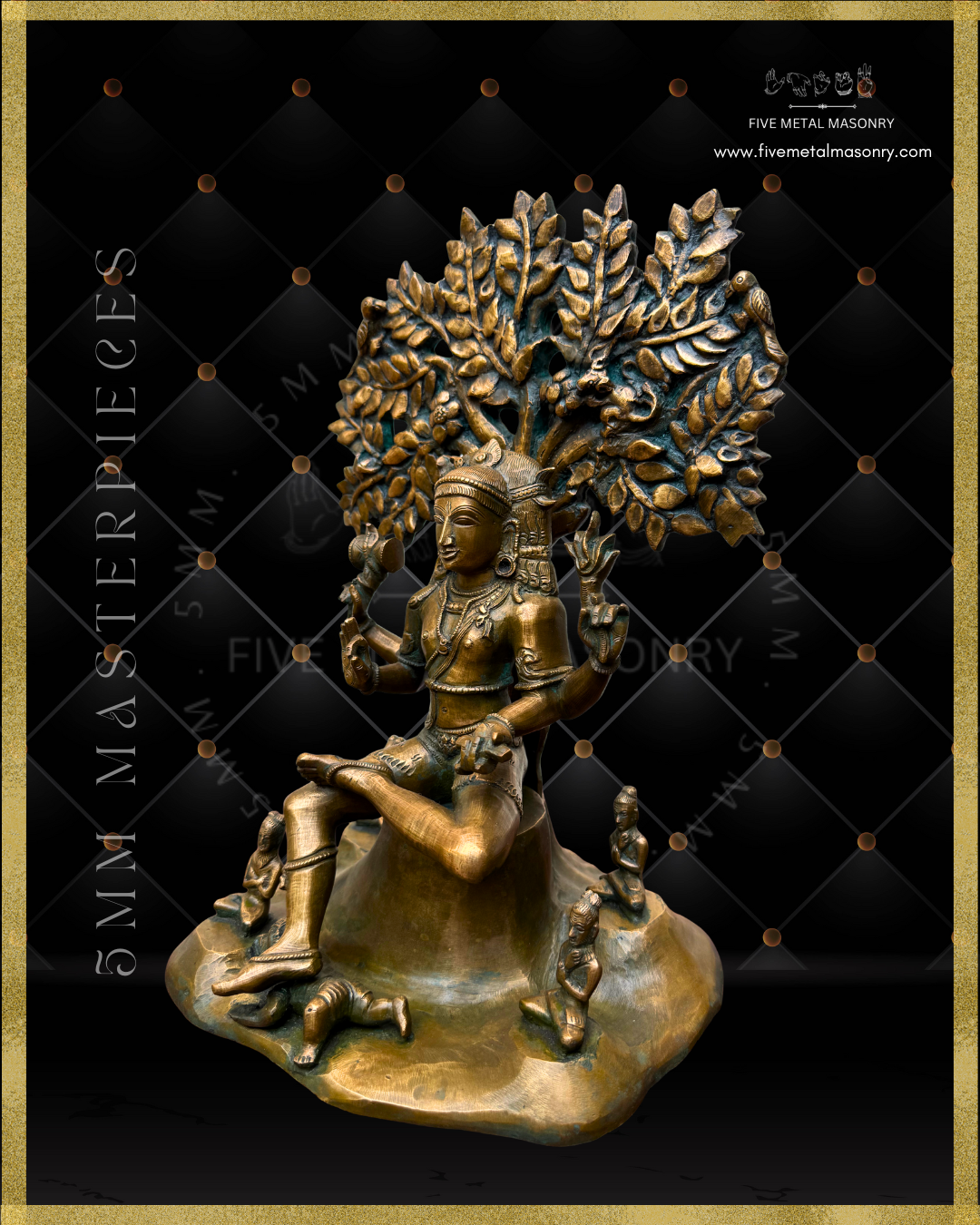 Dakshinamurti Shiva Panchaloha Bronze statue -  Masterpieces Collection - Iconography per Shilpa Sastra, handcrafted lost wax casting- Left facing view
