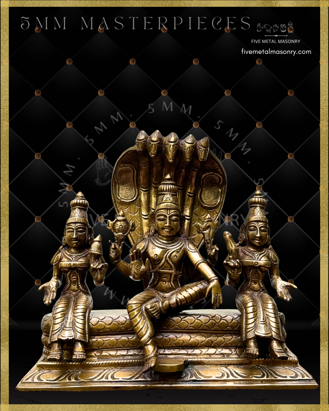 Vaikunta Narayana Set -Panchaloha Bronze statue -  Masterpieces Collection - Iconography per Shilpa Sastra, handcrafted lost wax casting – Projected up view