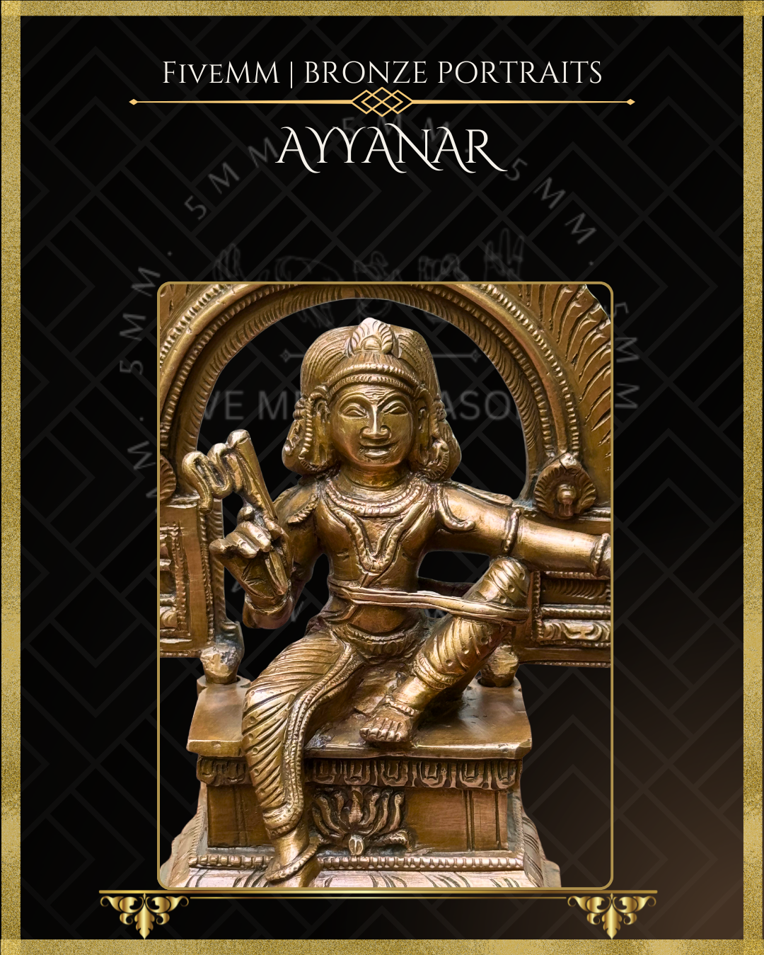 Ayyanar Panchaloha bronze statue – Shilpa Sastra iconography, handcrafted lost wax casting – Closeup view
