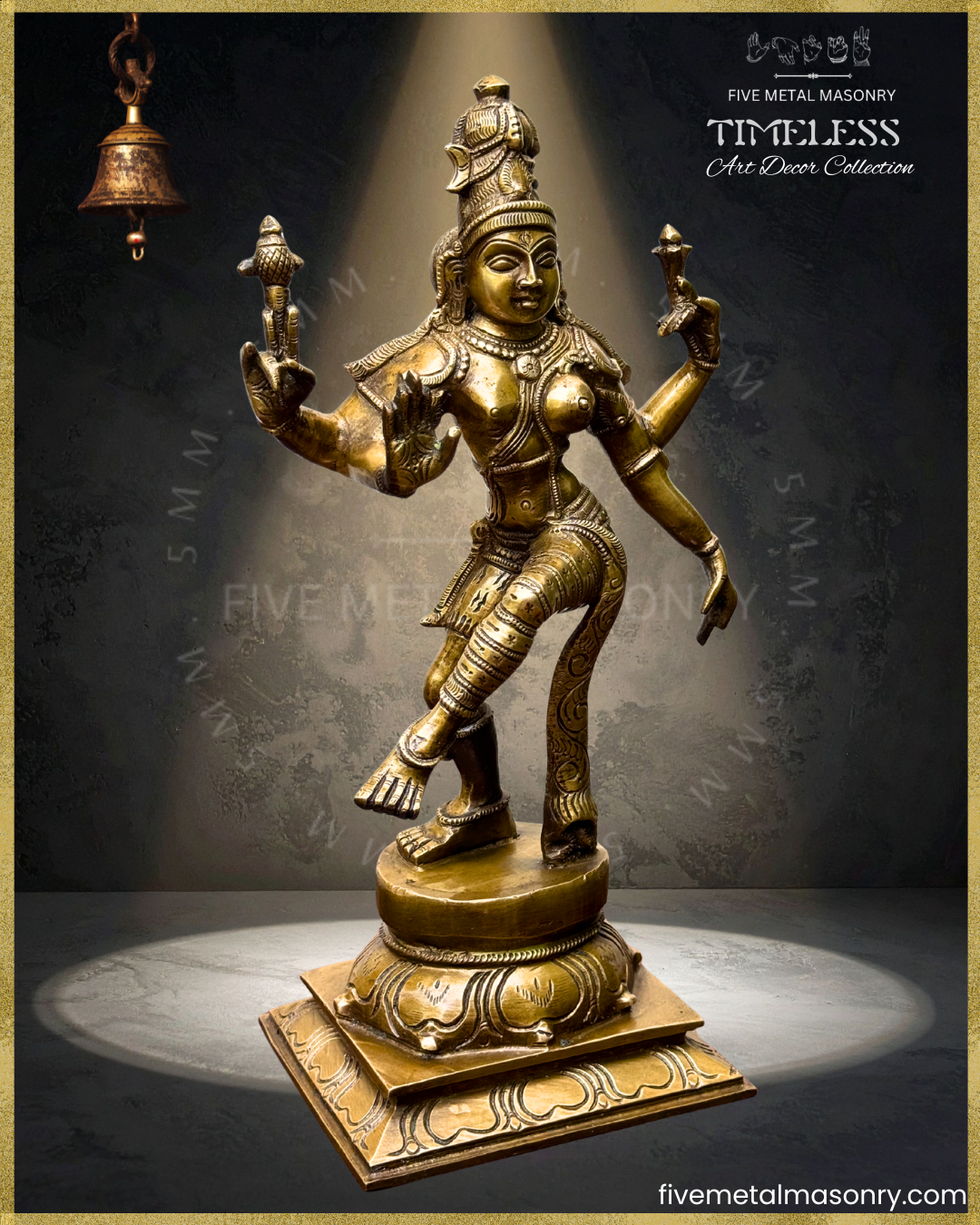 Ardhanarisvara Shiva Bronze Panchaloha statue - Timeless Collection – Shilpa Sastra iconography, handcrafted lost wax casting – Right facing view