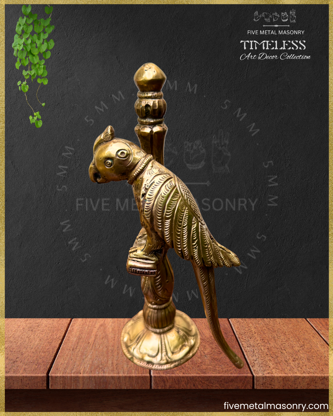 8” Suka:Parrot perched on pillar- Timeless Collection