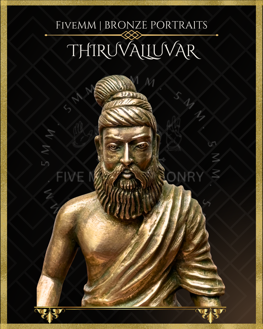 Thiruvalluvar Panchaloha Bronze statue – Shilpa Sastra iconography, handcrafted lost wax casting – closeup view