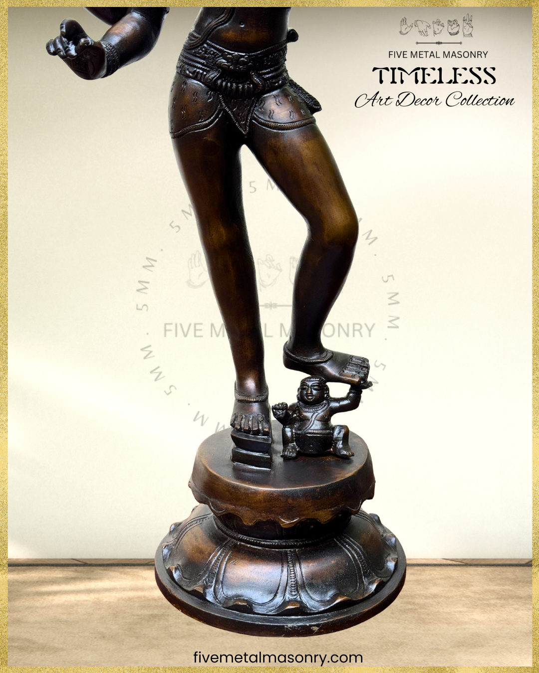 Tripurantaka Siva Bronze Panchaloha statue - Timeless Collection – Shilpa Sastra iconography, handcrafted lost wax casting – lower closeup view