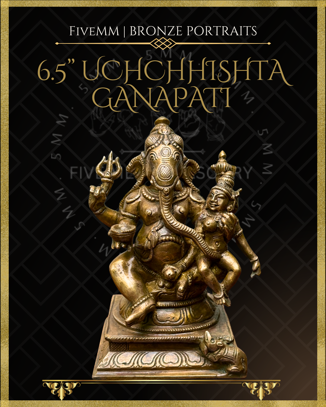 Uchchhishta Ganapati Bronze Panchaloha statue – Shilpa Sastra iconography, handcrafted lost wax casting – Front View