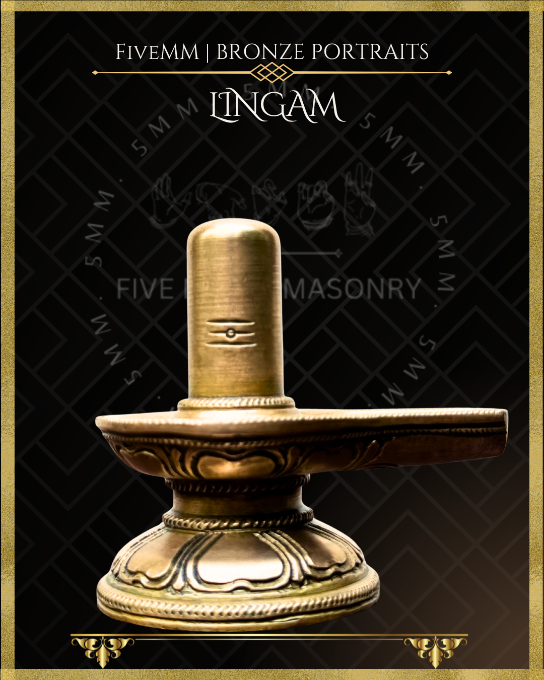 Shiva Lingam Panchaloha Bronze statue – per Shilpa Sastra iconography, handcrafted by lost wax casting – Projected view