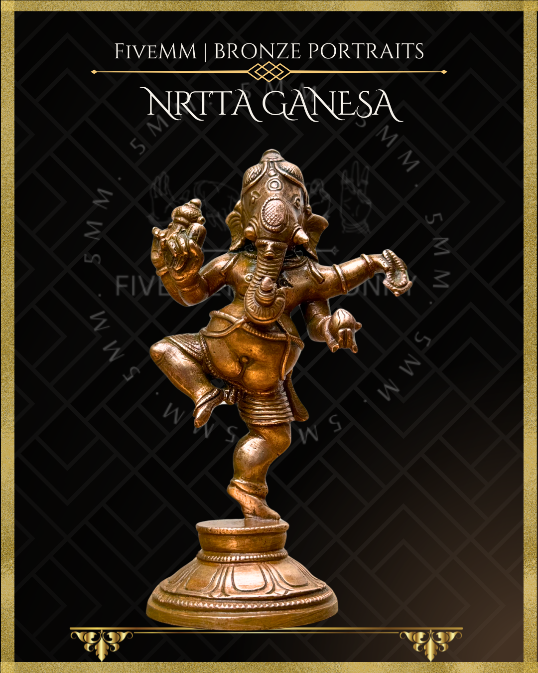 Nrtta(Dancing) Ganesa Antique Patina Ganesha Bronze Idols