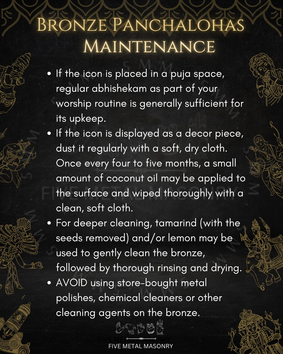 How to maintain bronze panchaloha icons?