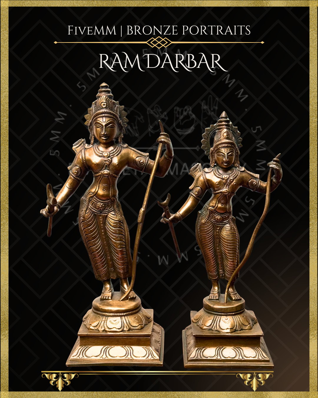 Ram Darbar Panchaloha Bronze Icon Set - 10"
