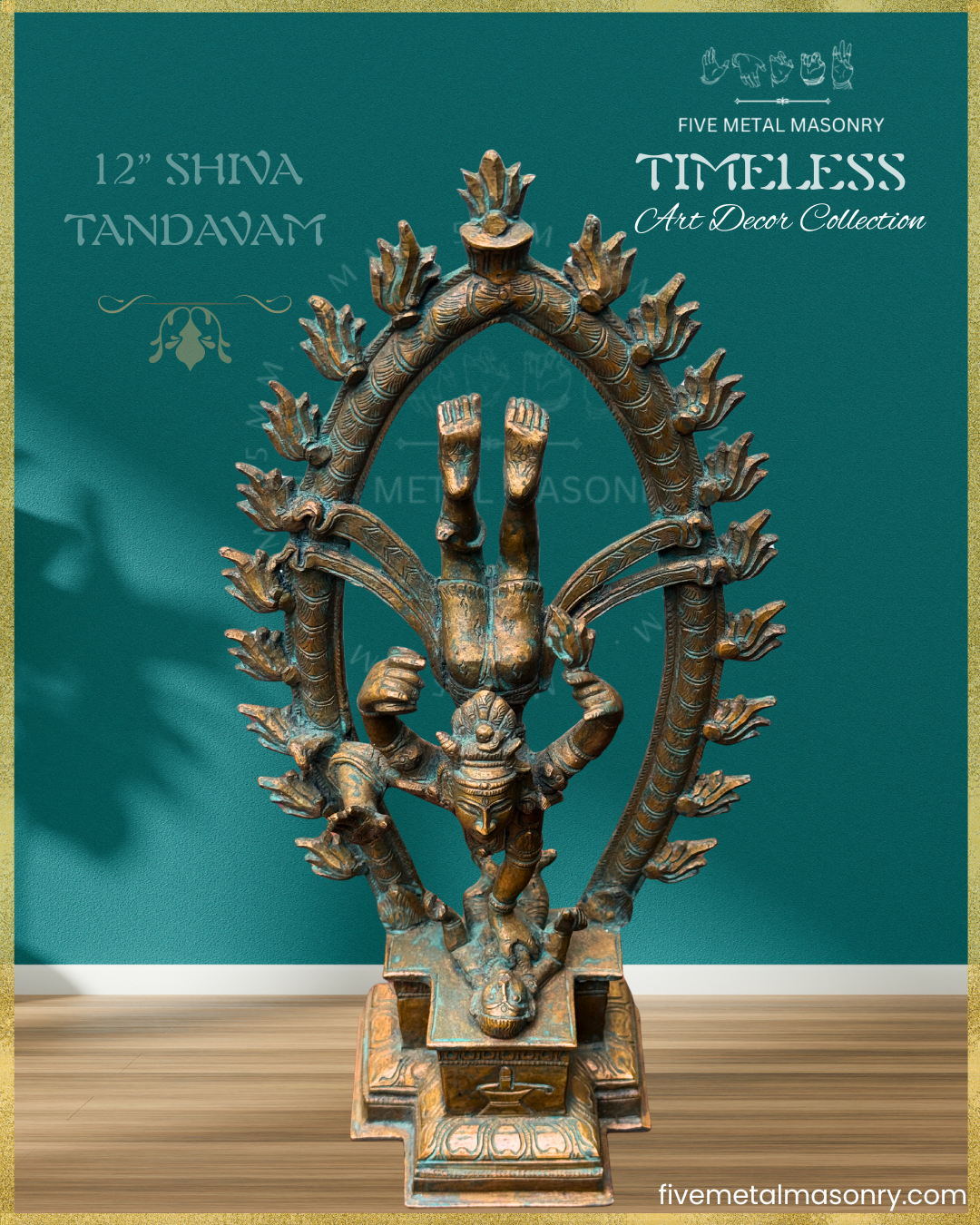 Shiva Tandavam Bronze Panchaloha statue – Timeless Collection - Iconography per Shilpa Sastra, Handcrafted lost wax casting – Top angle view
