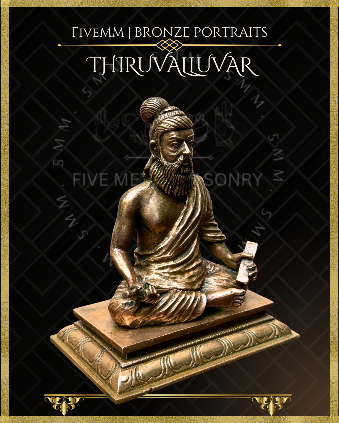 Thiruvalluvar Panchaloha Bronze statue – Shilpa Sastra iconography, handcrafted lost wax casting – right facing view