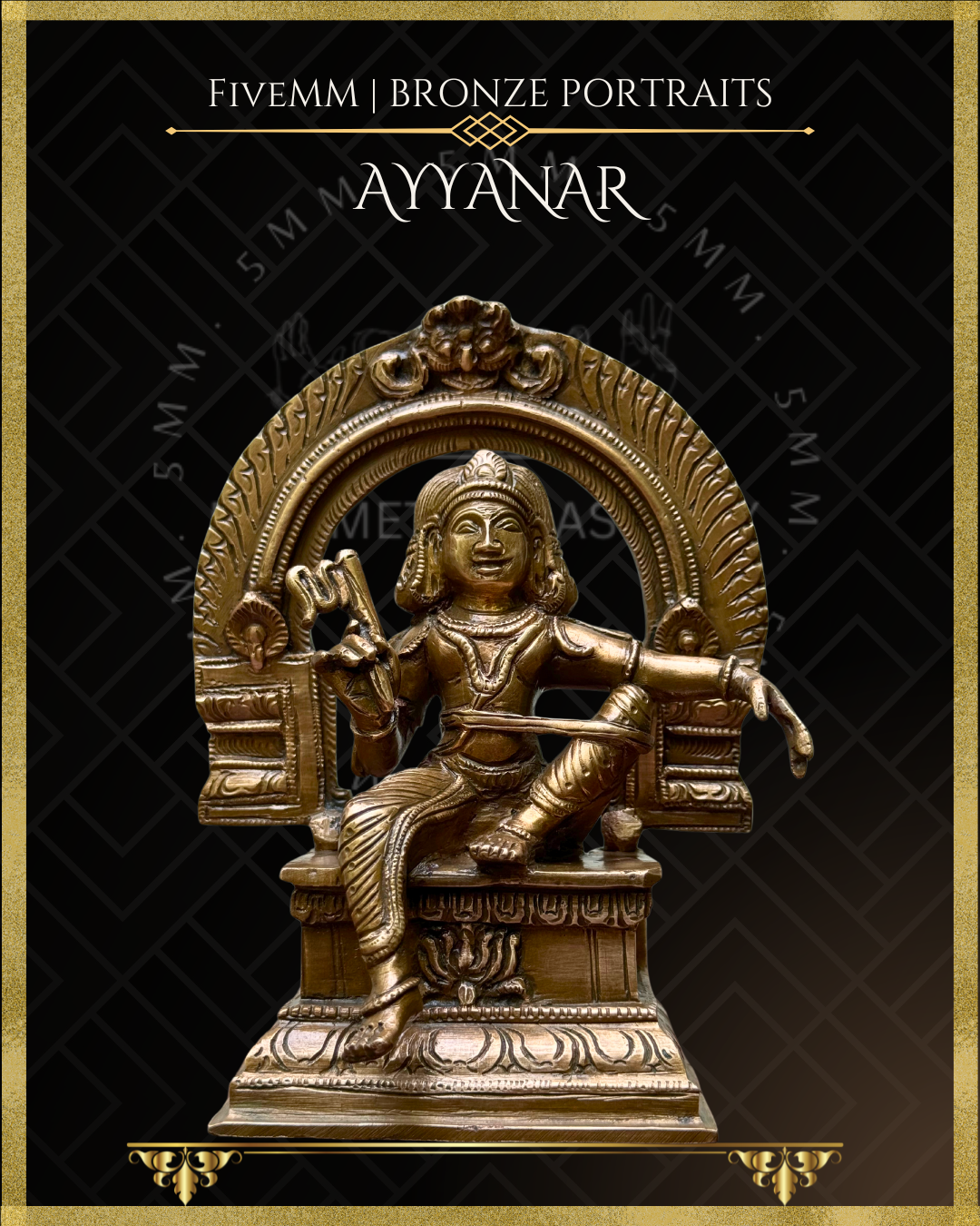 Ayyanar Panchaloha bronze statue – Shilpa Sastra iconography, handcrafted lost wax casting – Down angle view