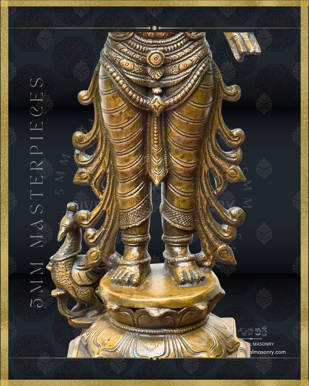 Murugan Panchaloha Bronze statue -  Masterpieces Collection - Iconography per Shilpa Sastra, handcrafted lost wax casting- lower part closeup view