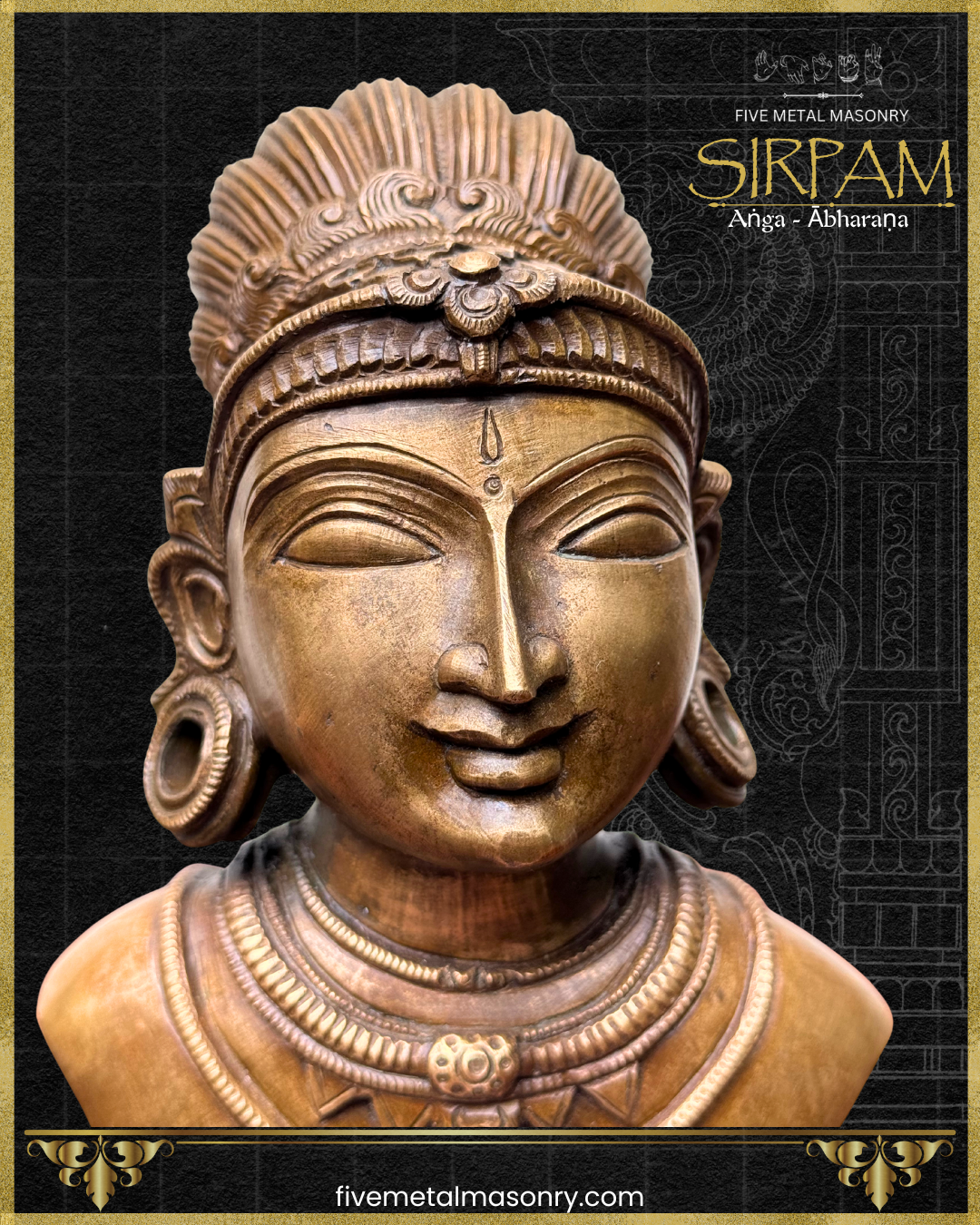 Uma’s Head Bronze sculpture – Sirpam Collection - Iconography per Shilpa Sastra, Handcrafted lost wax casting- closeup front view