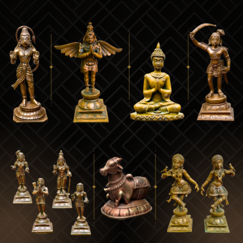 Kamadhenu Panchaloha Bronze statue – Timeless Collection - Iconography per Shilpa Sastra, Handcrafted lost wax casting – Front view