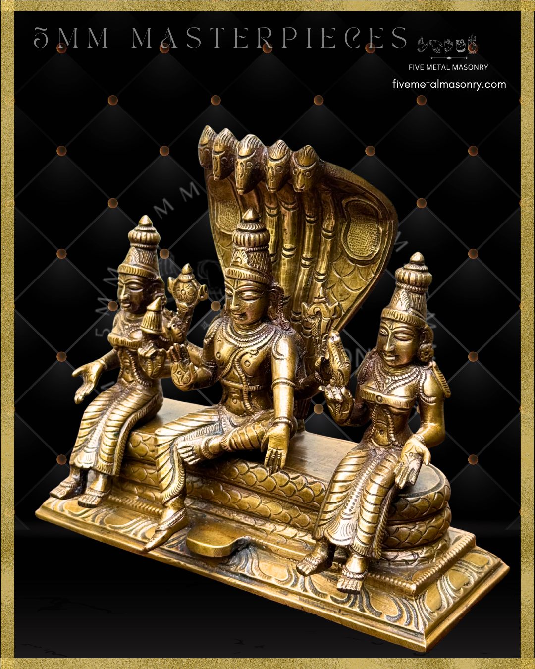 Vaikunta Narayana Set -Panchaloha Bronze statue -  Masterpieces Collection - Iconography per Shilpa Sastra, handcrafted lost wax casting – left facing view