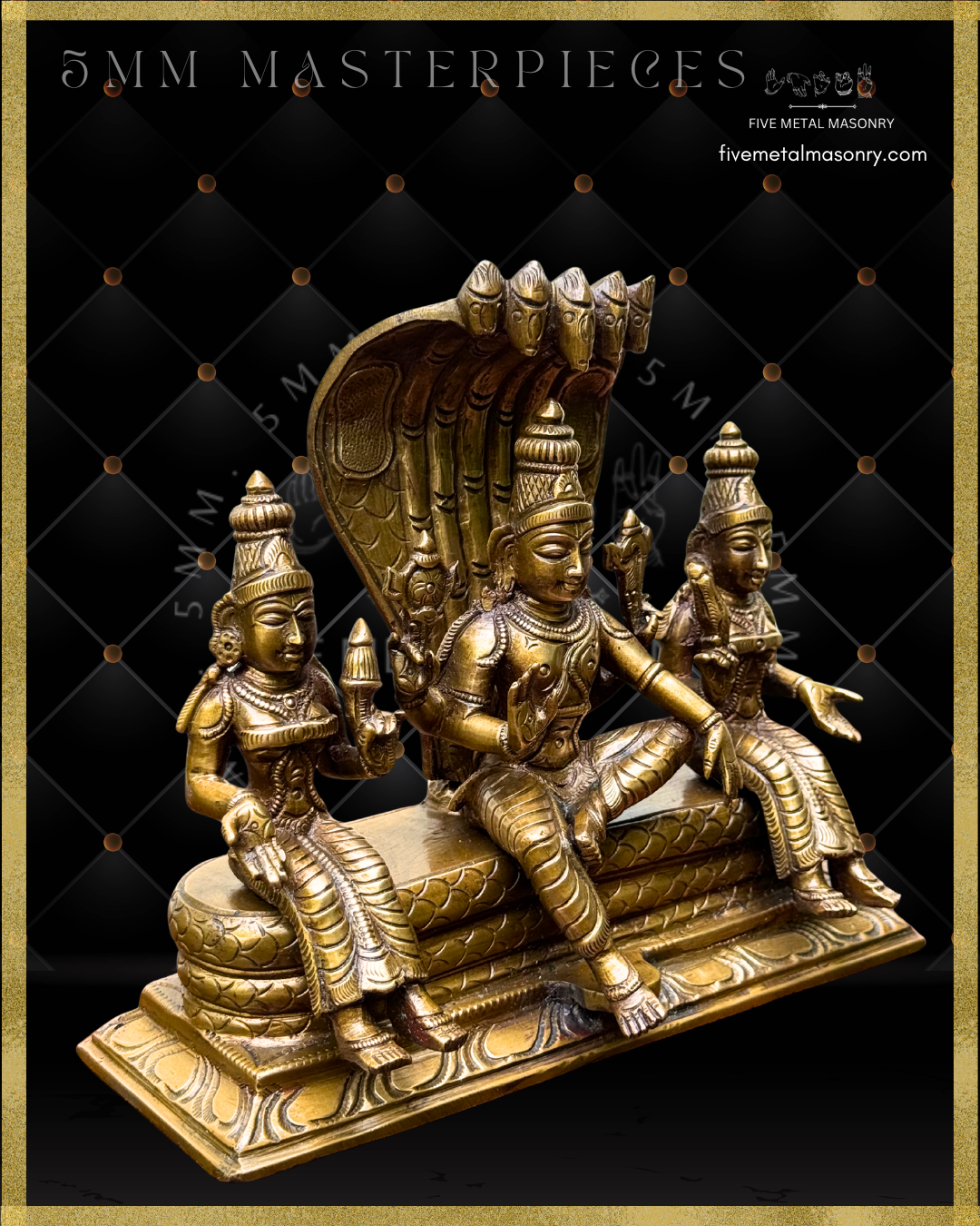 Vaikunta Narayana Set -Panchaloha Bronze statue -  Masterpieces Collection - Iconography per Shilpa Sastra, handcrafted lost wax casting – Right facing view