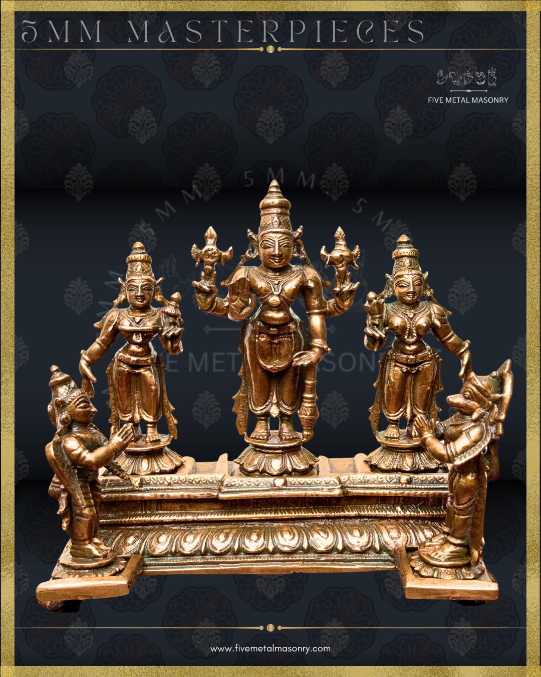 Vishnu Set-Panchaloha Bronze statue -  Masterpieces Collection - Iconography per Shilpa Sastra, handcrafted lost wax casting