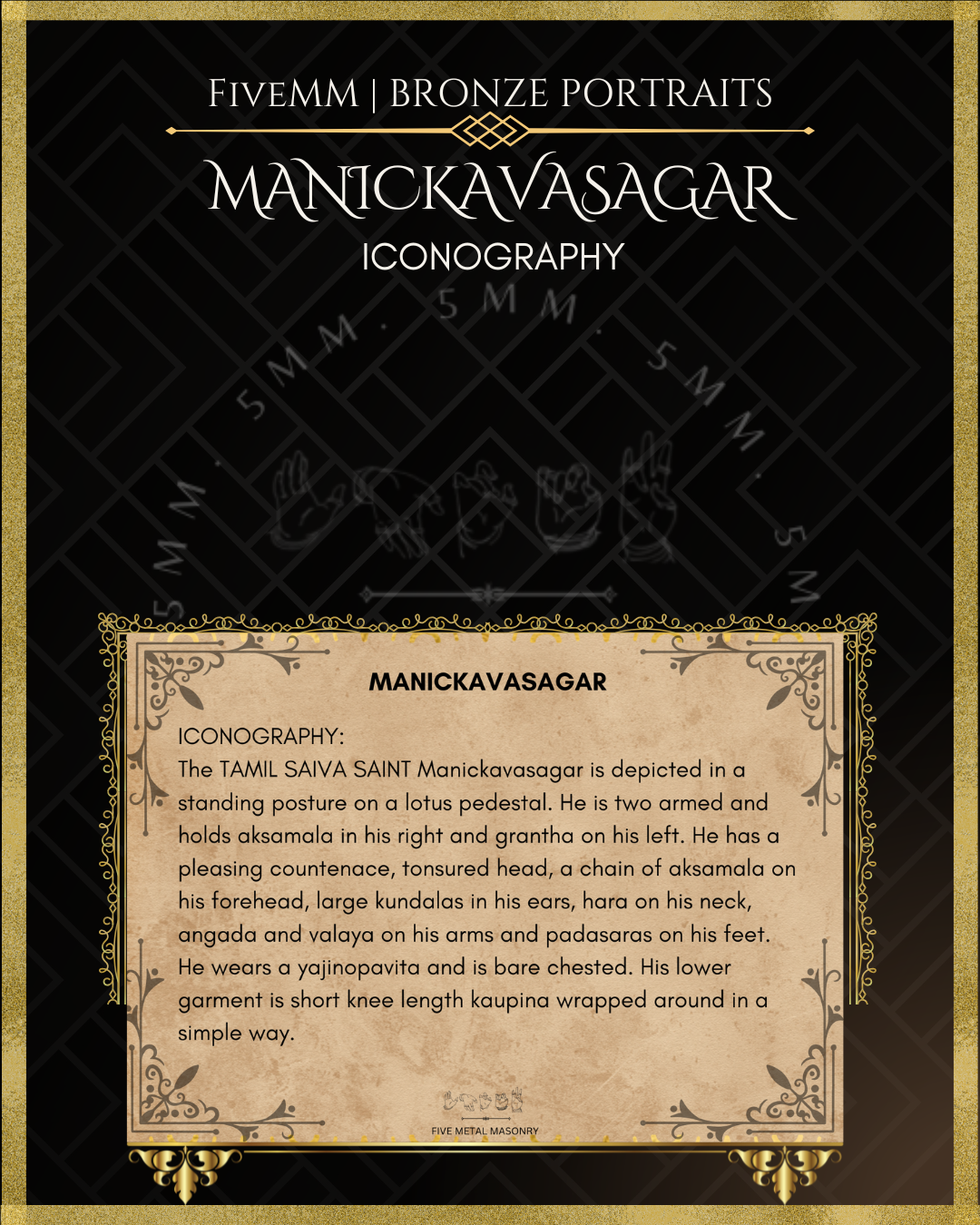 Manickavasagar Panchaloha Bronze statue – Shilpa Sastra iconography, handcrafted lost wax casting – Iconographic description
