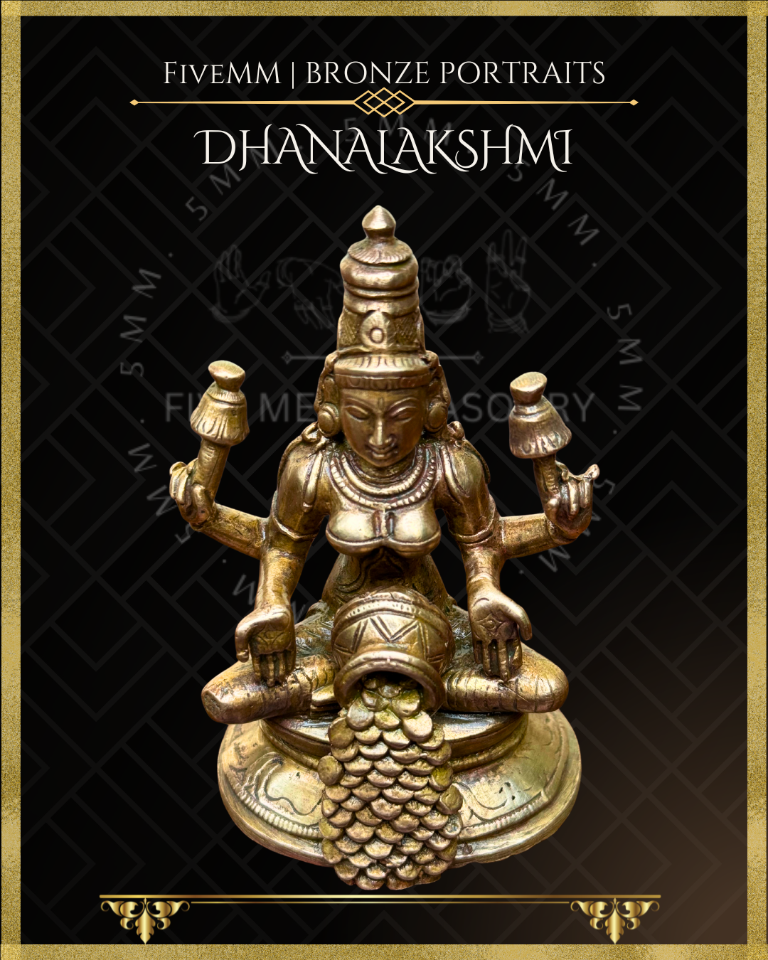 Kubera Lakshmi Panchaloha Bronze statue – Shilpa Sastra iconography, handcrafted lost wax casting – Top angle view