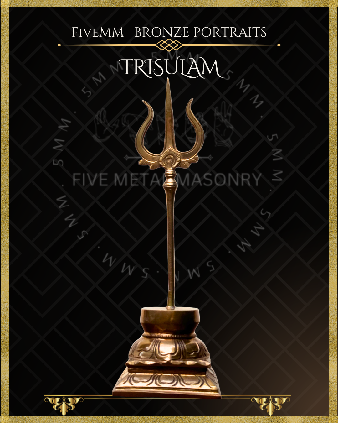 Trisula-Trident Panchaloha Bronze – per Shilpa Sastra iconography, handcrafted by lost wax casting – Projected view