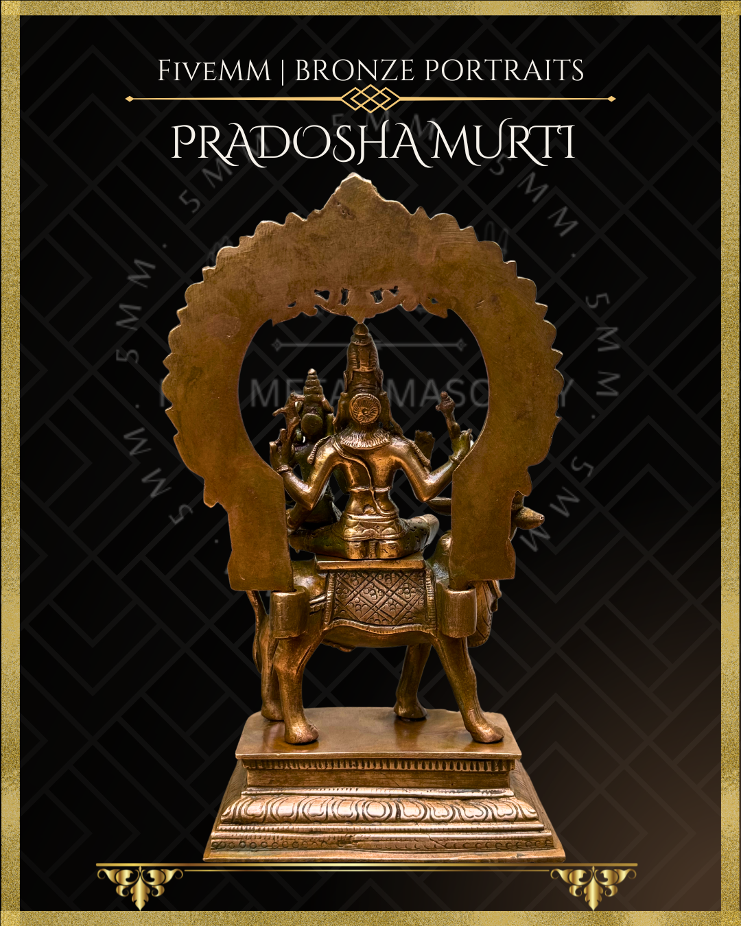 8” Pradosha Murti - Shiva and Uma sitting on Nandi