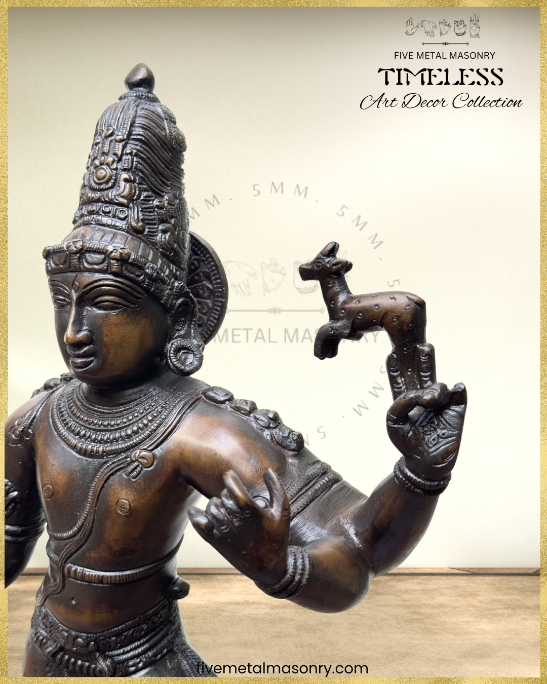 Tripurantaka Siva Bronze Panchaloha statue - Timeless Collection – Shilpa Sastra iconography, handcrafted lost wax casting – right profile closeup view
