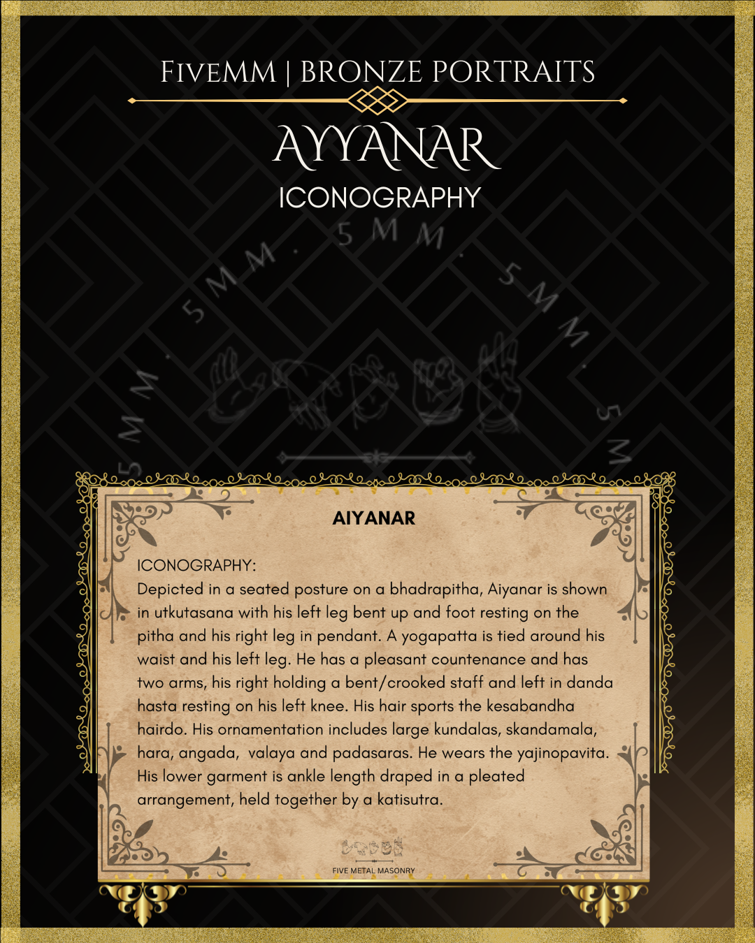 Ayyanar Panchaloha bronze statue – Shilpa Sastra iconography, handcrafted lost wax casting – Iconographic description
