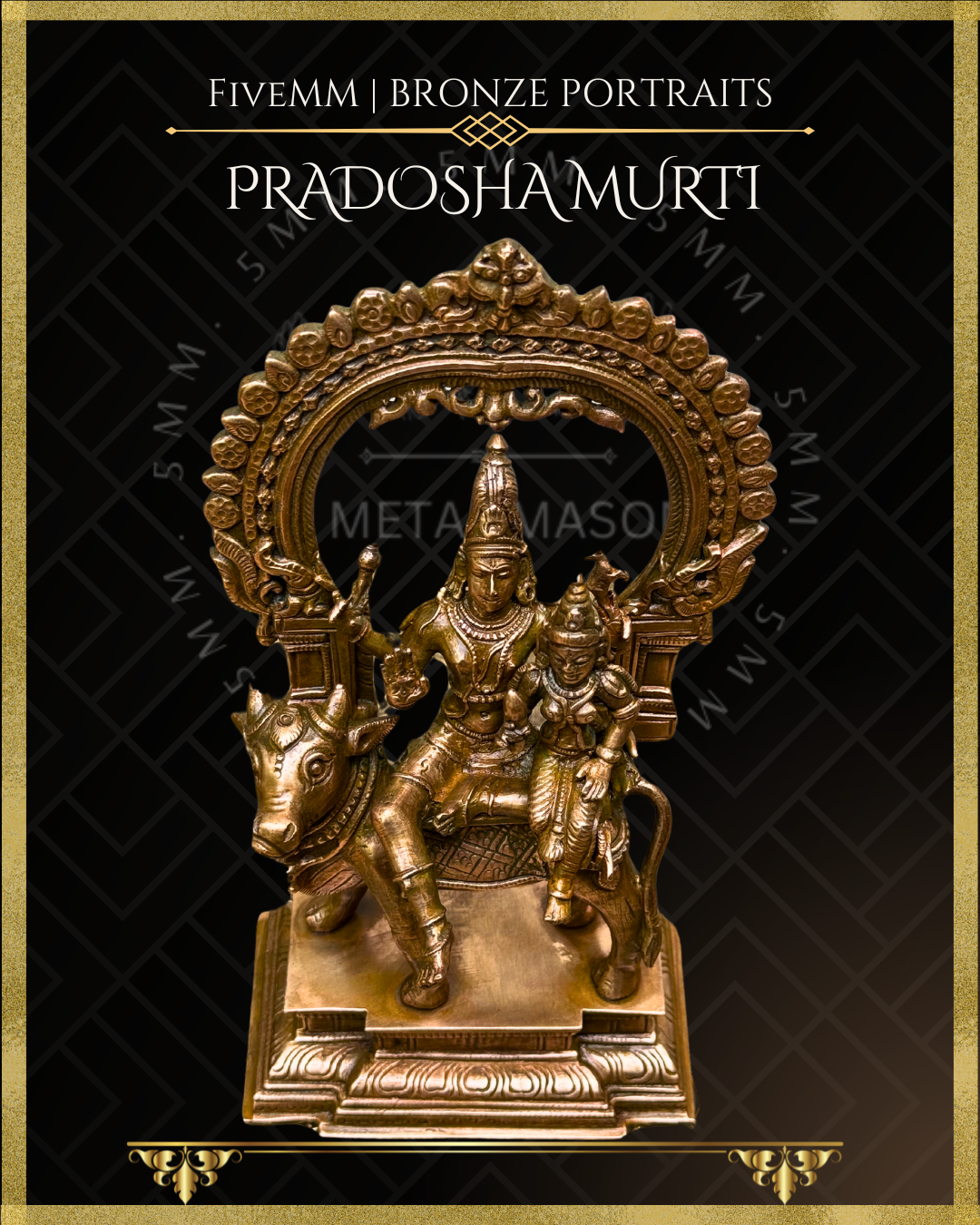 8” Pradosha Murti - Shiva and Uma sitting on Nandi