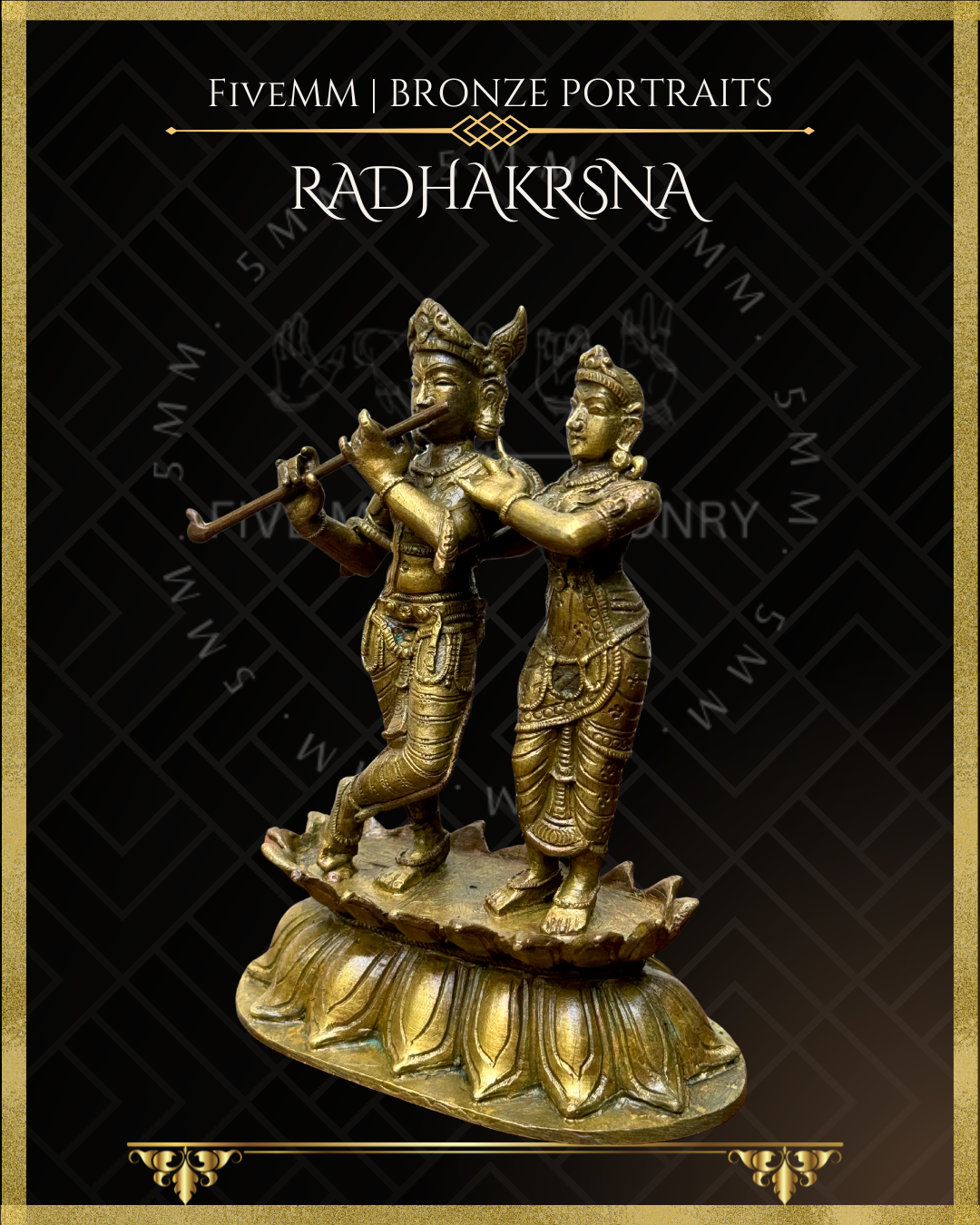 Radha Krishna Panchaloha Bronze statue – Shilpa Sastra iconography, handcrafted lost wax casting – Left facing view