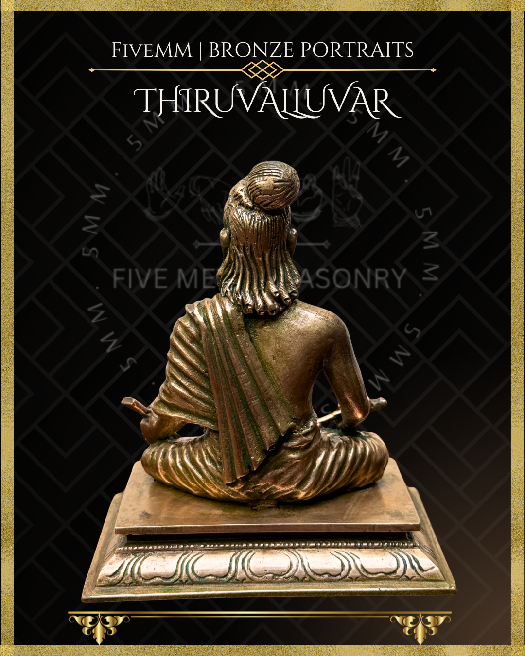 Thiruvalluvar Panchaloha Bronze statue – Shilpa Sastra iconography, handcrafted lost wax casting – Rear view