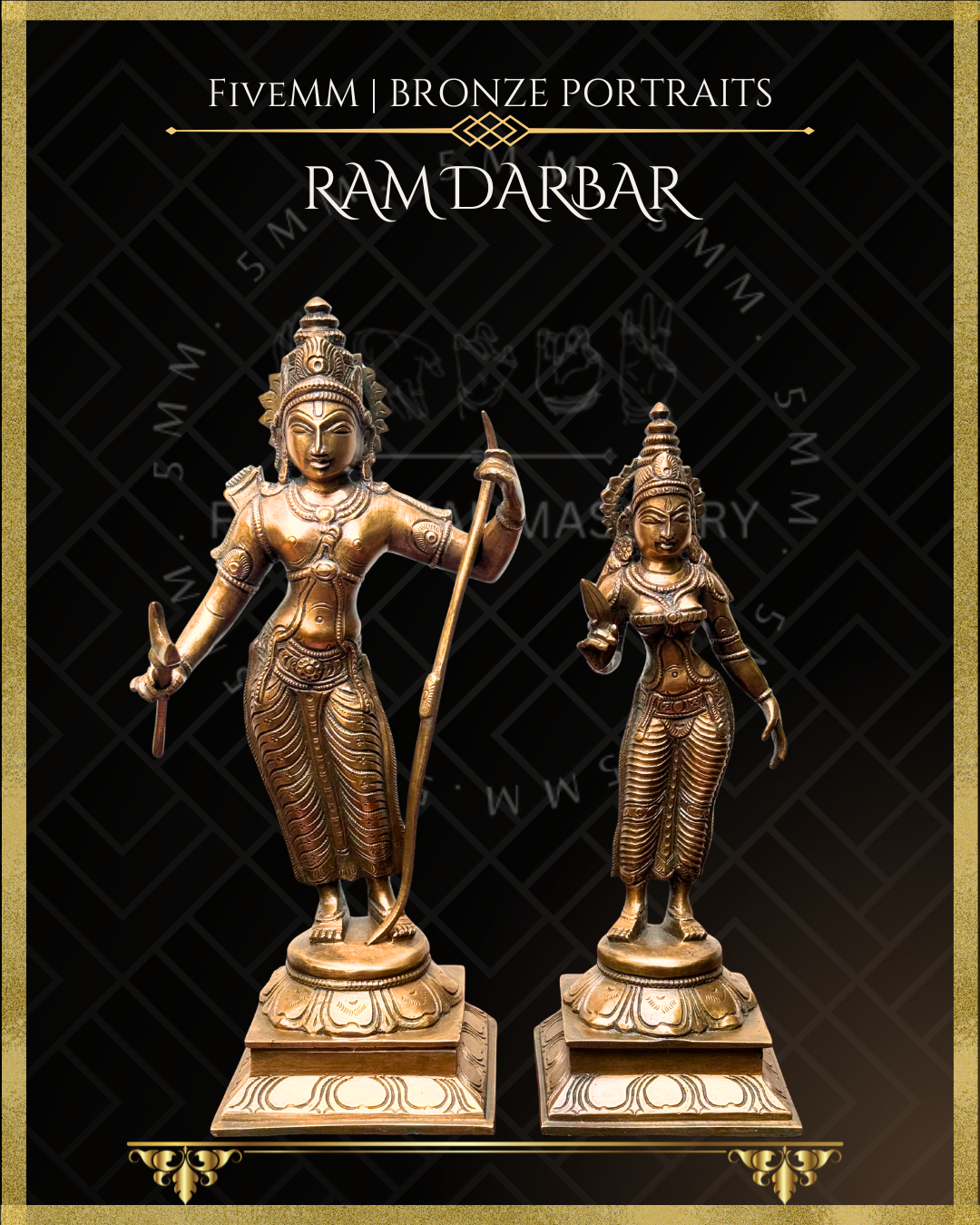 Ram Darbar Panchaloha Bronze Icon Set - 10"