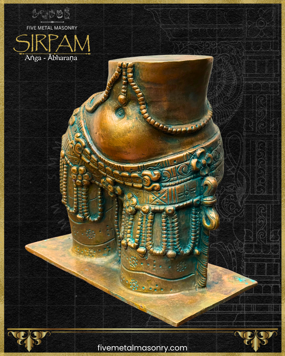 Uma/Parvati’s Torso Bronze sculpture – Sirpam Collection - Iconography per Shilpa Sastra, Handcrafted lost wax casting – left facing view