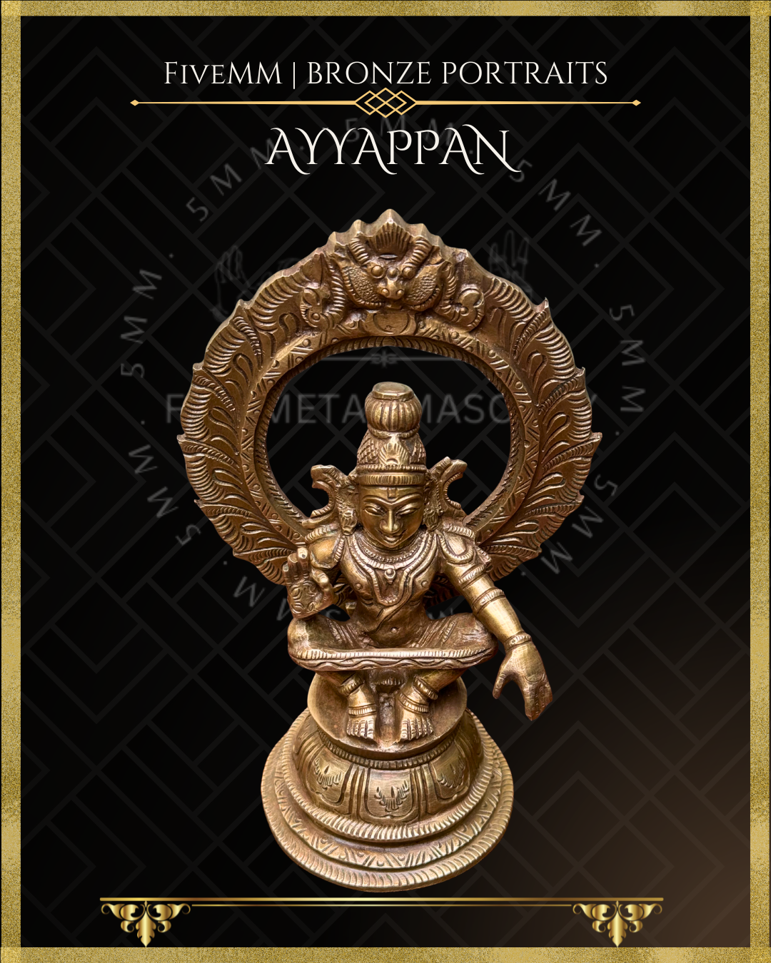 Ayyappan Panchaloha Bronze statue – per Shilpa Sastra iconography, handcrafted by lost wax casting – Top angle view