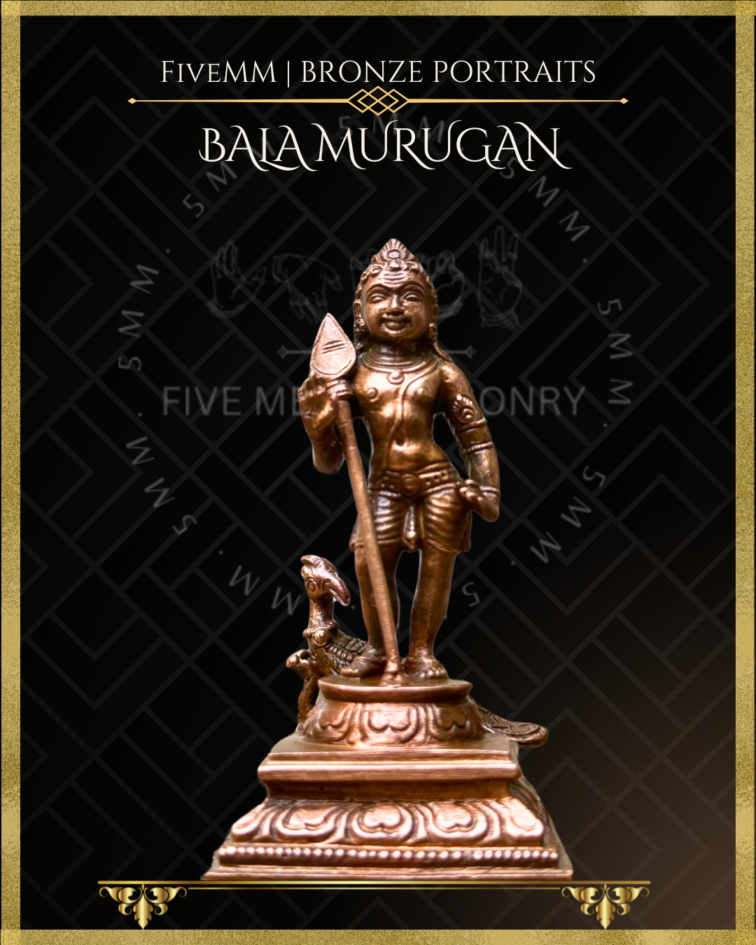 Bala Murugan Panchaloha Bronze statue  – Shilpa Sastra iconography, handcrafted lost wax casting – front view 