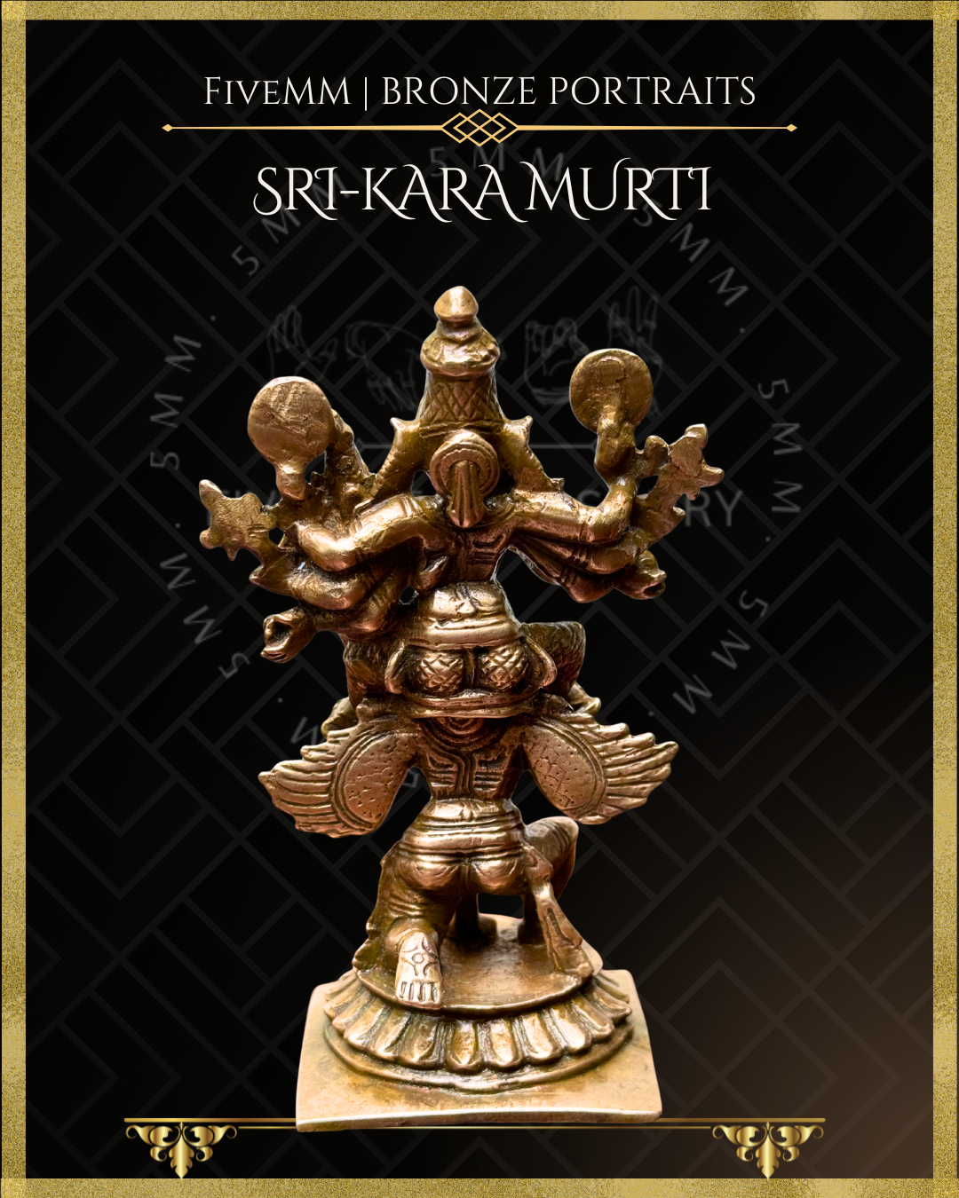 Bronze Panchaloha statue of Vishnu with Lakshmi seated on Garuda -Rear view