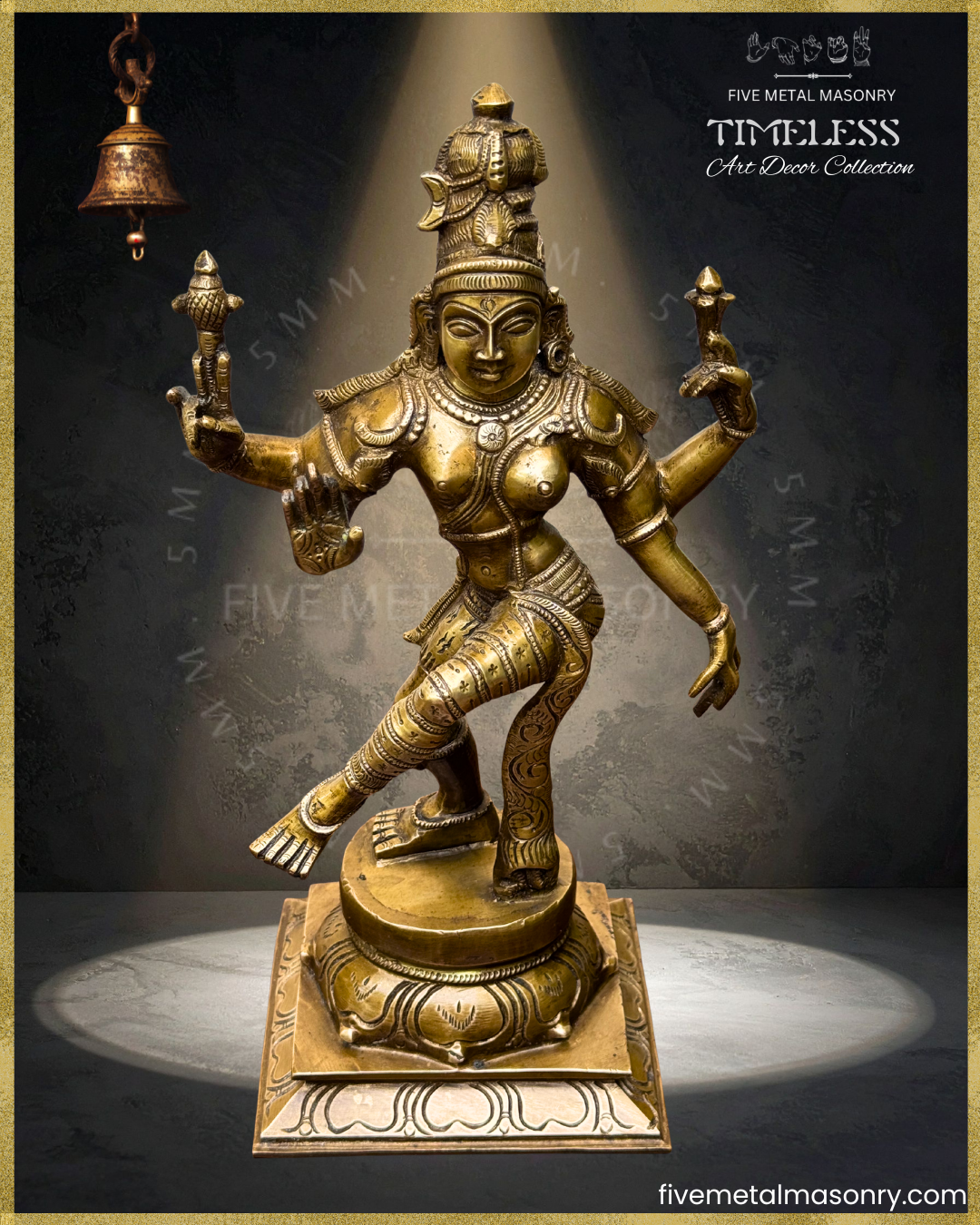 Ardhanarisvara Shiva Bronze Panchaloha statue - Timeless Collection – Shilpa Sastra iconography, handcrafted lost wax casting – Projection view