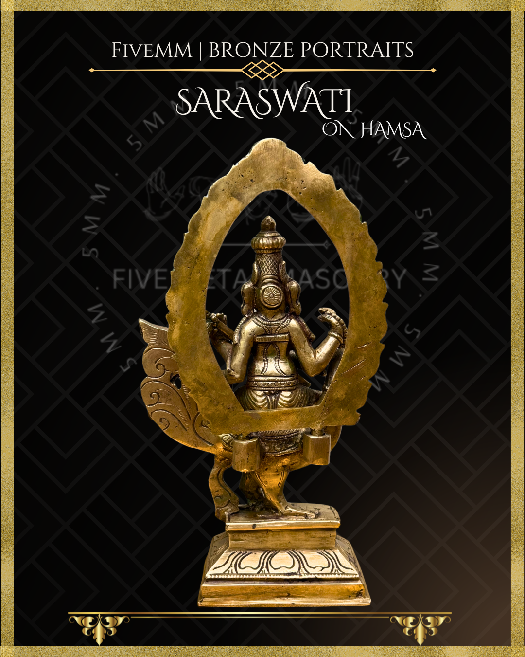 8" Saraswati seated on Hamsa