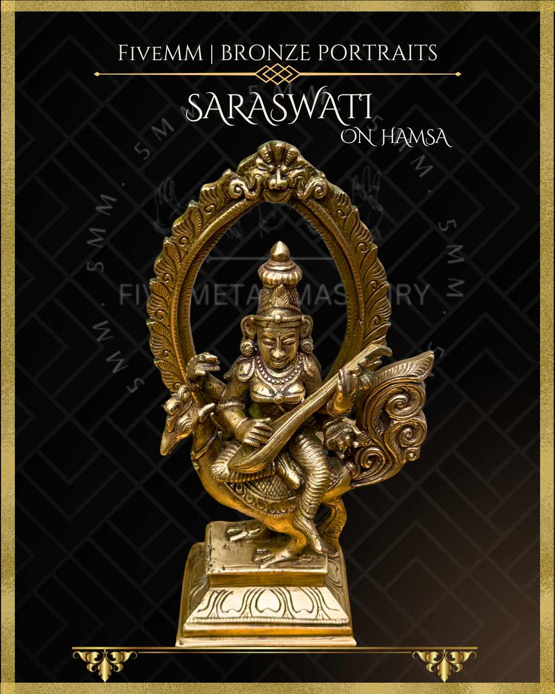 8" Saraswati seated on Hamsa