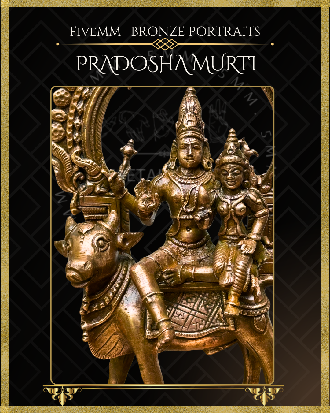 8” Pradosha Murti - Shiva and Uma sitting on Nandi