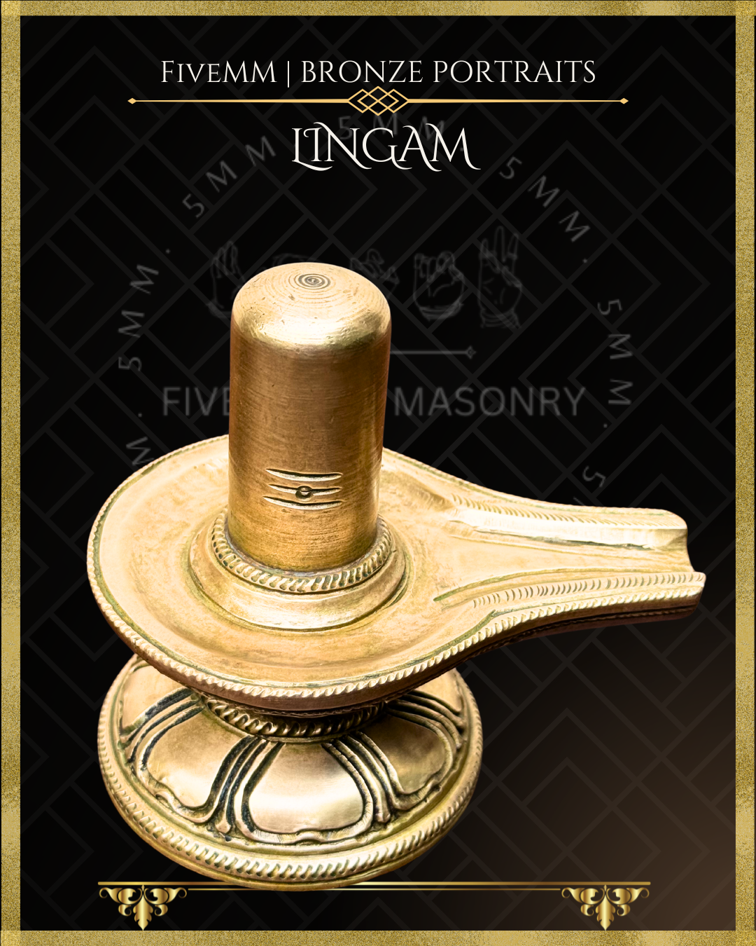 Shiva Lingam Panchaloha Bronze statue – per Shilpa Sastra iconography, handcrafted by lost wax casting – Top angle view